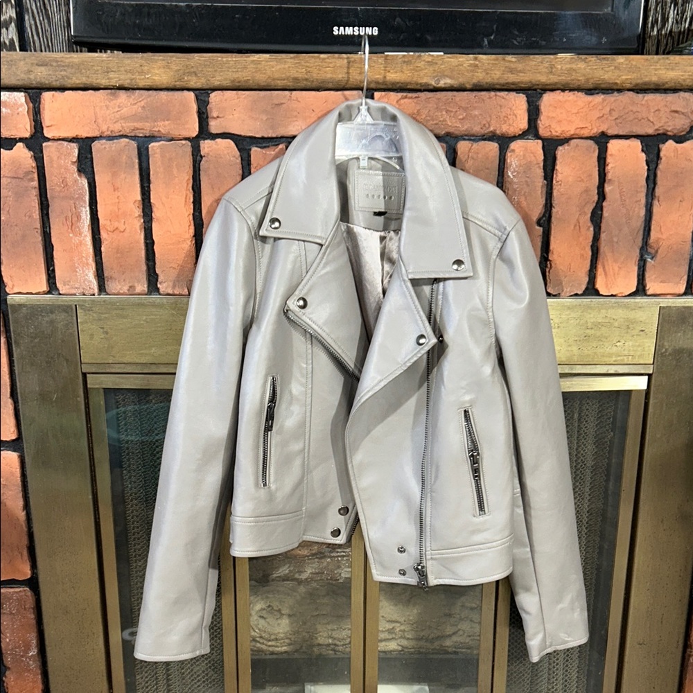 Blank NYC Light Gray Leather Jacket